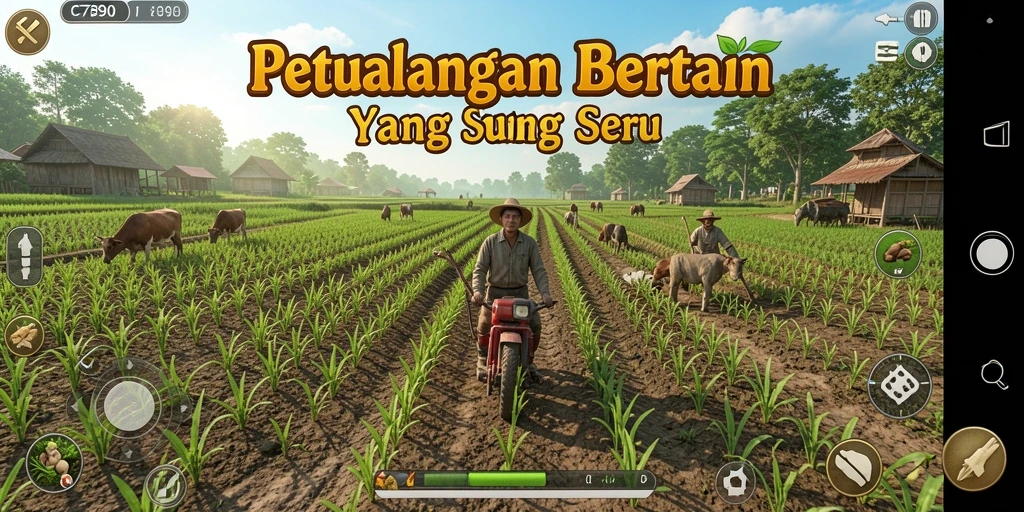 Tampilan screenshot game C7890 yang menampilkan kebun yang subur.