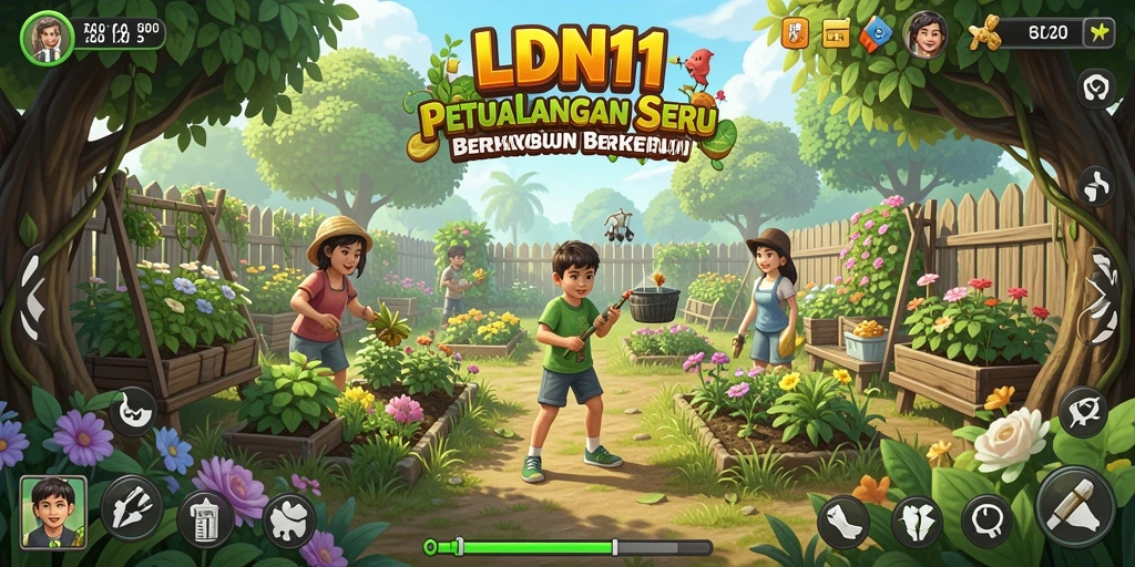 Tangkapan layar LDN11 menampilkan gameplay berkebun yang menarik dan penuh warna.
