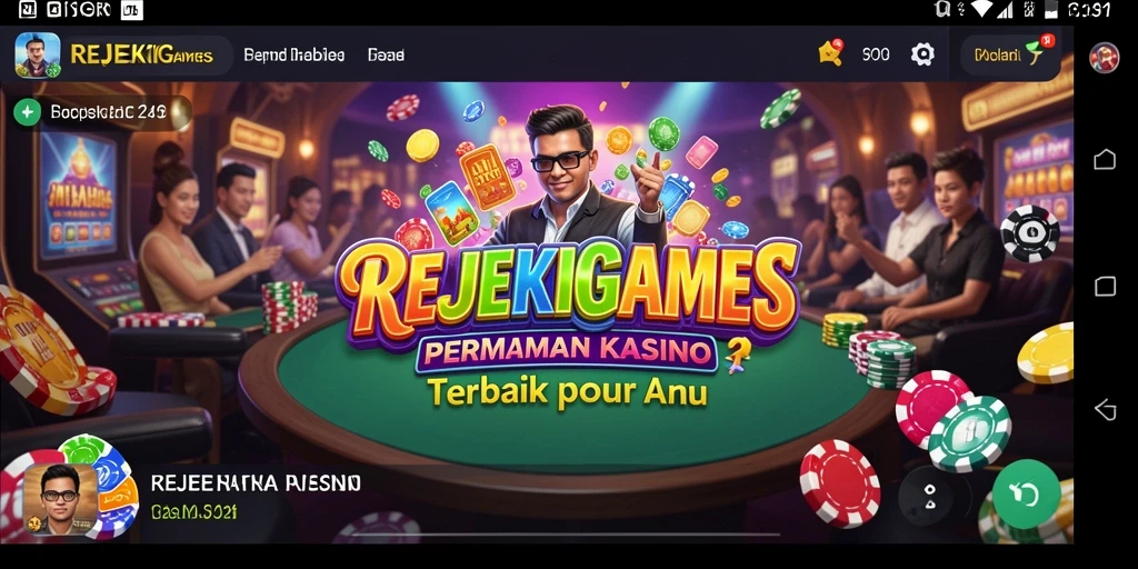 Tampilan utama gameplay REJEKIGAMES yang menampilkan suasana kasino yang mendebarkan.