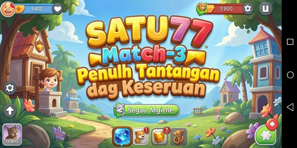 Tampilan gameplay SATU77 yang penuh warna dan menantang.