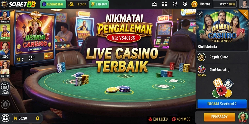 Tampilan gameplay Live Casino yang mendebarkan di SOBET88.